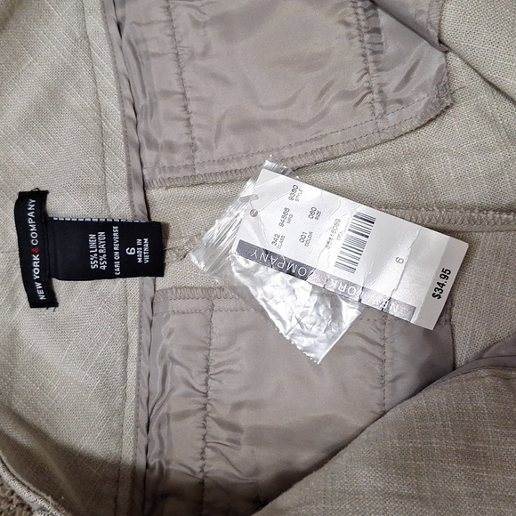 New York & Company linen blend flat front shorts - 6 - oatmeal/beige - Picture 5 of 8